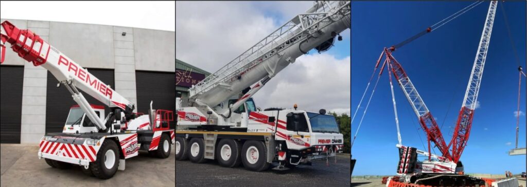 Franna, All-terrain and crawler crane side by side